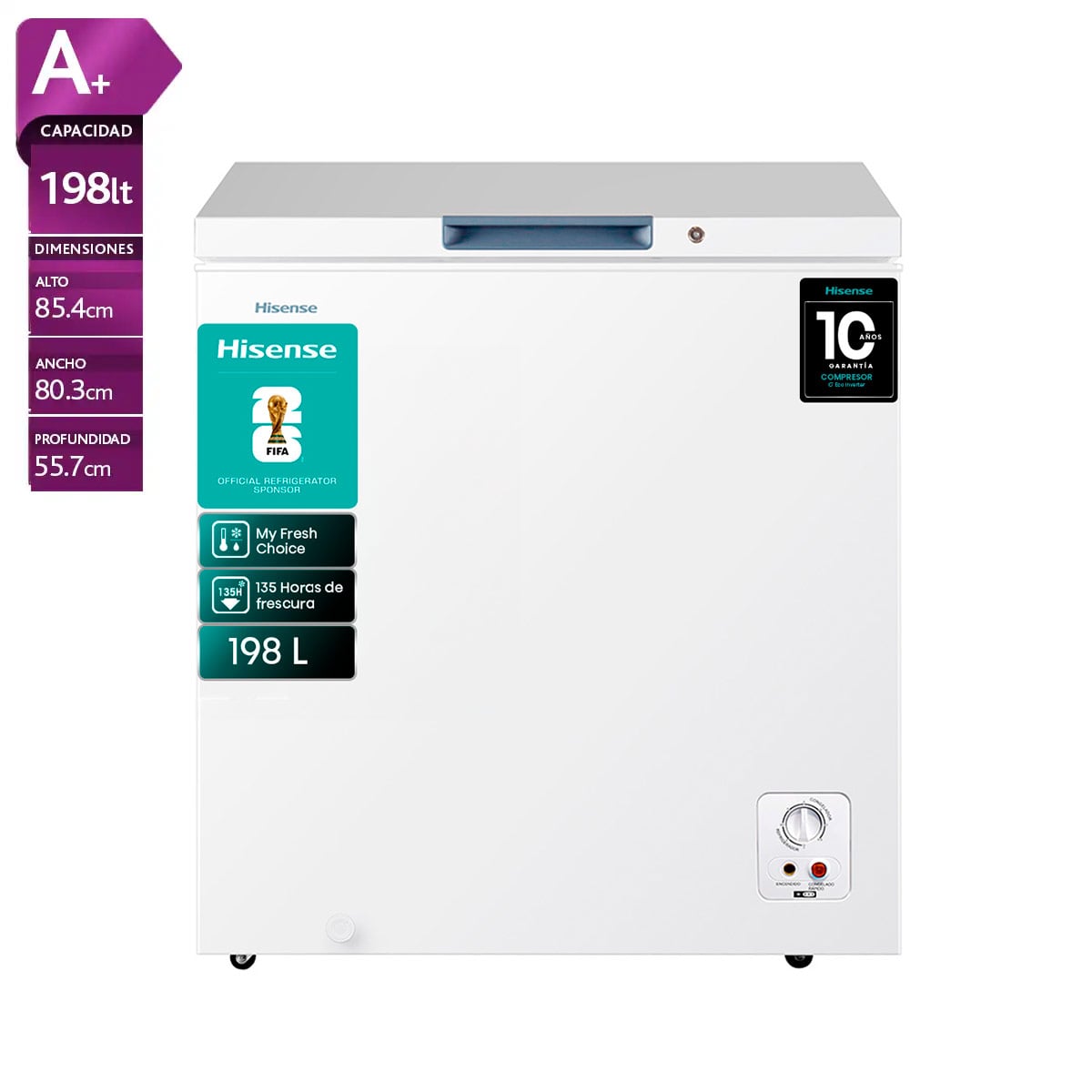 FREEZER HORIZONTAL HISENSE FC258D4AW1 198L DUAL BLANCO
