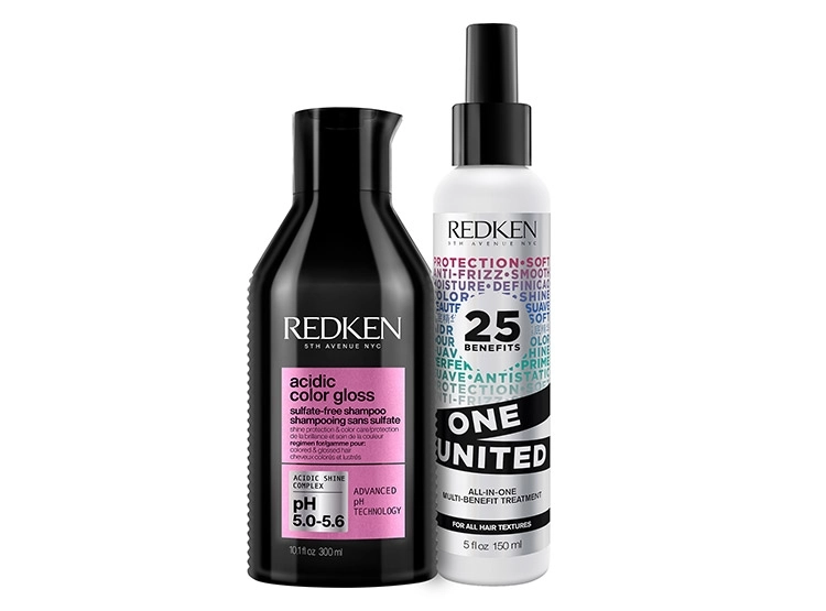 SET CAPILAR REDKEN SHAMPOO SIN SULFATOS 300 ML + ONE UNITED 150 ML BRILLO INTENSO CABELLO TINTURADO ACIDIC GLOSS - 1