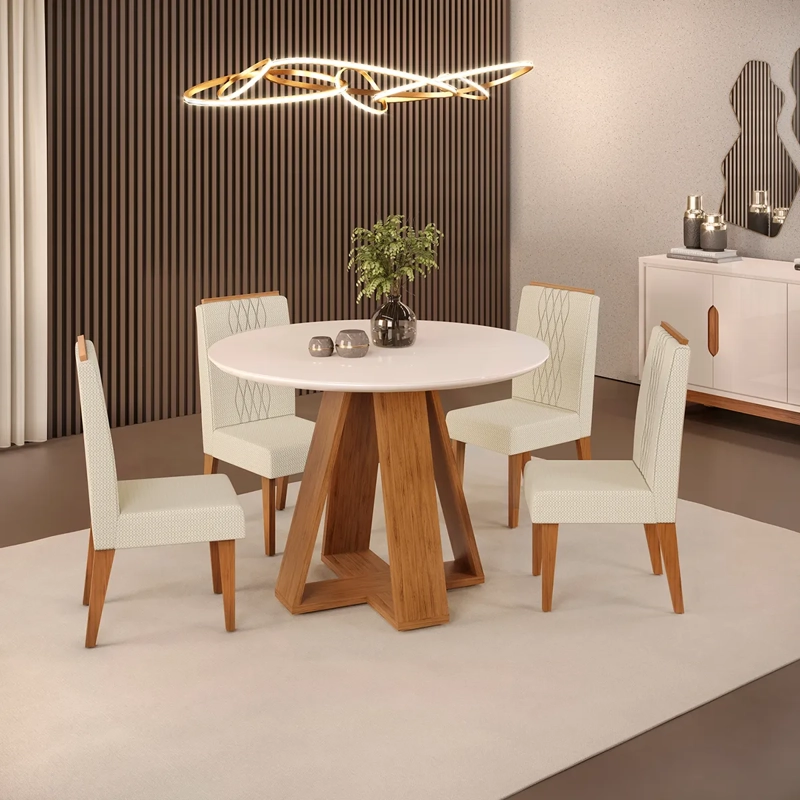 JUEGO DE COMEDOR VEKKA HOME LIA CELESTE 4S BEIGE - 10
