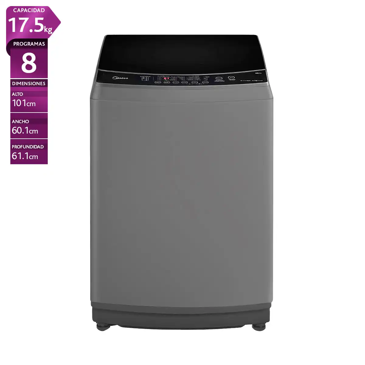 LAVADORA CARGA SUPERIOR MIDEA MLS-175GE04N 17.5KG GRIS - 1