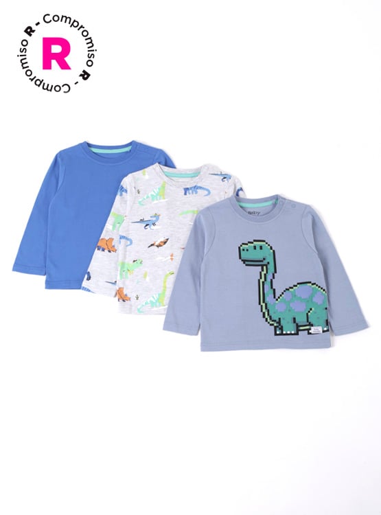 PACK 3 POLERA MANGA LARGA ALGODÓN NIÑO BABY HARVEST - 1