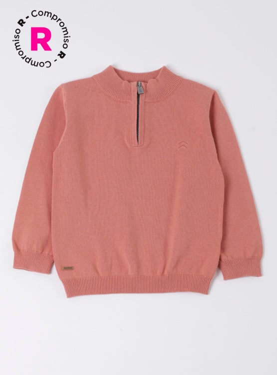 SWEATER ALGODÓN NIÑO BABY HARVEST NARANJO BÁSICO CIERRE