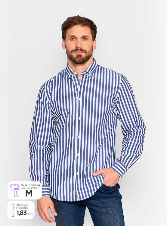 CAMISA REGATTA MANGA LARGA LÍNEAS - 1