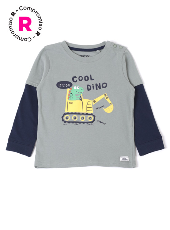 POLERA MANGA LARGA DOBLE ALGODÓN NIÑO BABY HARVEST DINOSAURIOS