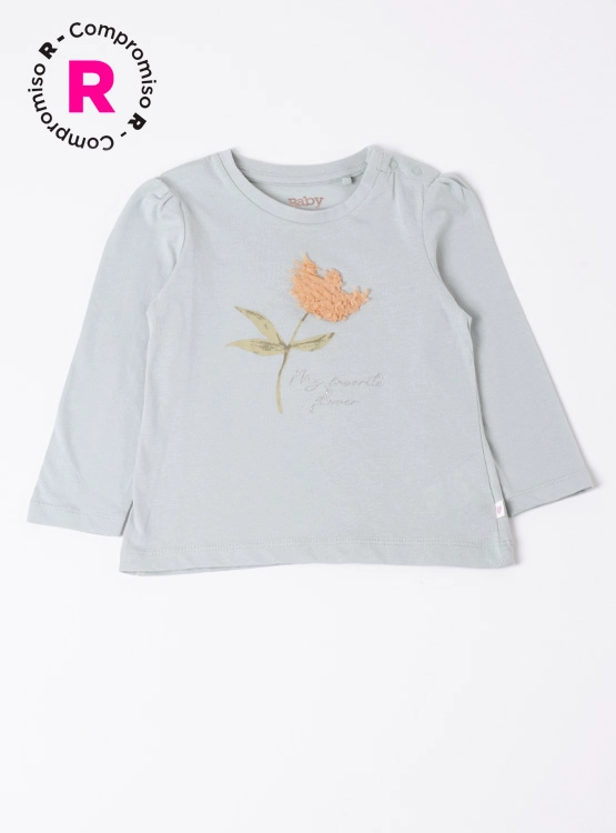 POLERA MANGA LARGA ALGODÓN NIÑA BABY HARVEST APLICACIÓN PETALOS - 1