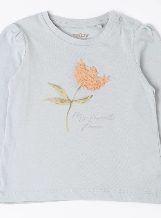 POLERA MANGA LARGA ALGODÓN NIÑA BABY HARVEST APLICACIÓN PETALOS - 3