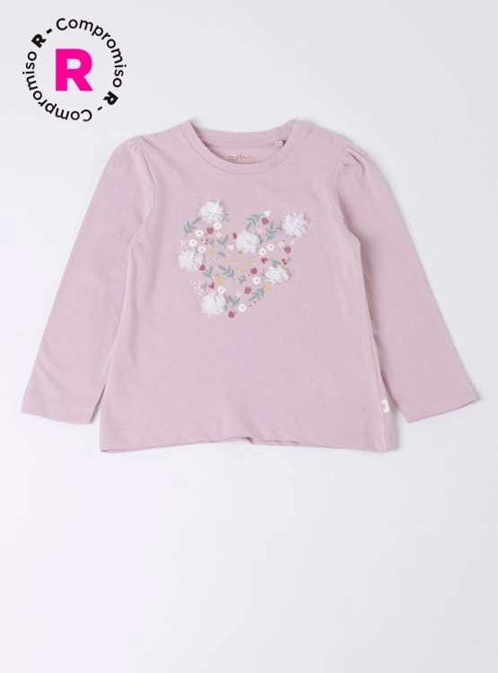 POLERA MANGA LARGA ALGODÓN NIÑA BABY HARVEST APLICACIÓN PETALOS - 1