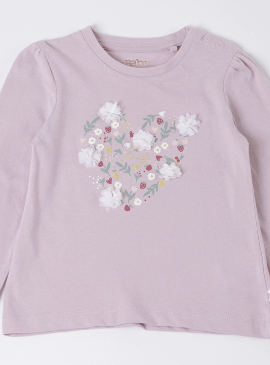 POLERA MANGA LARGA ALGODÓN NIÑA BABY HARVEST APLICACIÓN PETALOS - 3