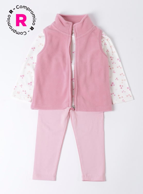 CONJUNTO POLERA POLERÓN POLAR SIN MANGAS + CALZA ALGODÓN NIÑA BABY HARVEST - 1