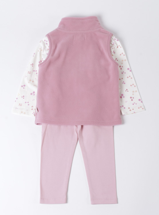 CONJUNTO POLERA POLERÓN POLAR SIN MANGAS + CALZA ALGODÓN NIÑA BABY HARVEST - 2