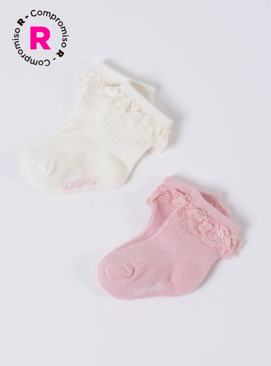 PACK 2 CALCETINES UNISEX BABY HARVEST ROSADO VUELOS - 1