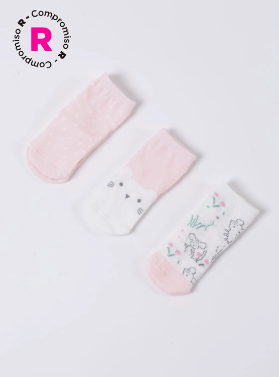 PACK 3 CALCETINES UNISEX BABY HARVEST ROSADO JACQUARD - 1