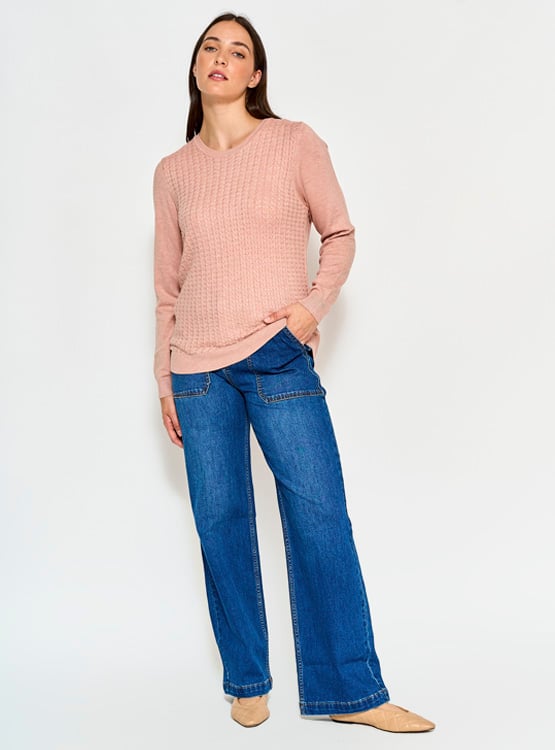 SWEATER MANGA LARGA MUJER AZIZ BÁSICO TRENZADO - 4