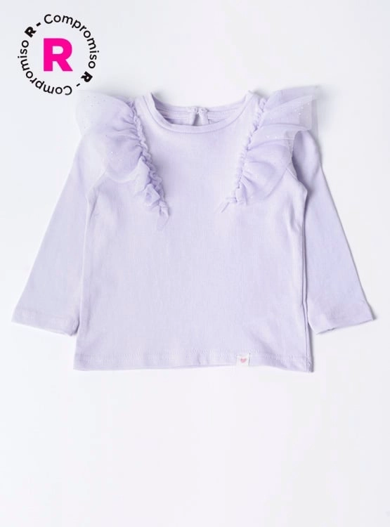POLERA ALGODÓN NIÑA BABY HARVEST APLICACIÓN TUL VUELOS - 1
