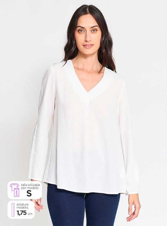 BLUSA MANGA LARGA MUJER REGATTA CUELLO EN V