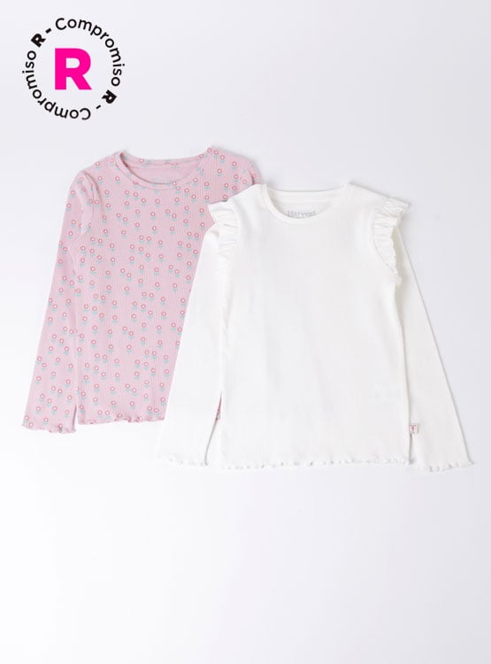 PACK 2 POLERAS MANGA LARGA NIÑA HARVEST RIB - 1