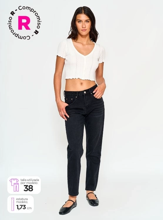JEANS MUJER INDEX ALGODÓN MOM TIRO MEDIO - 1