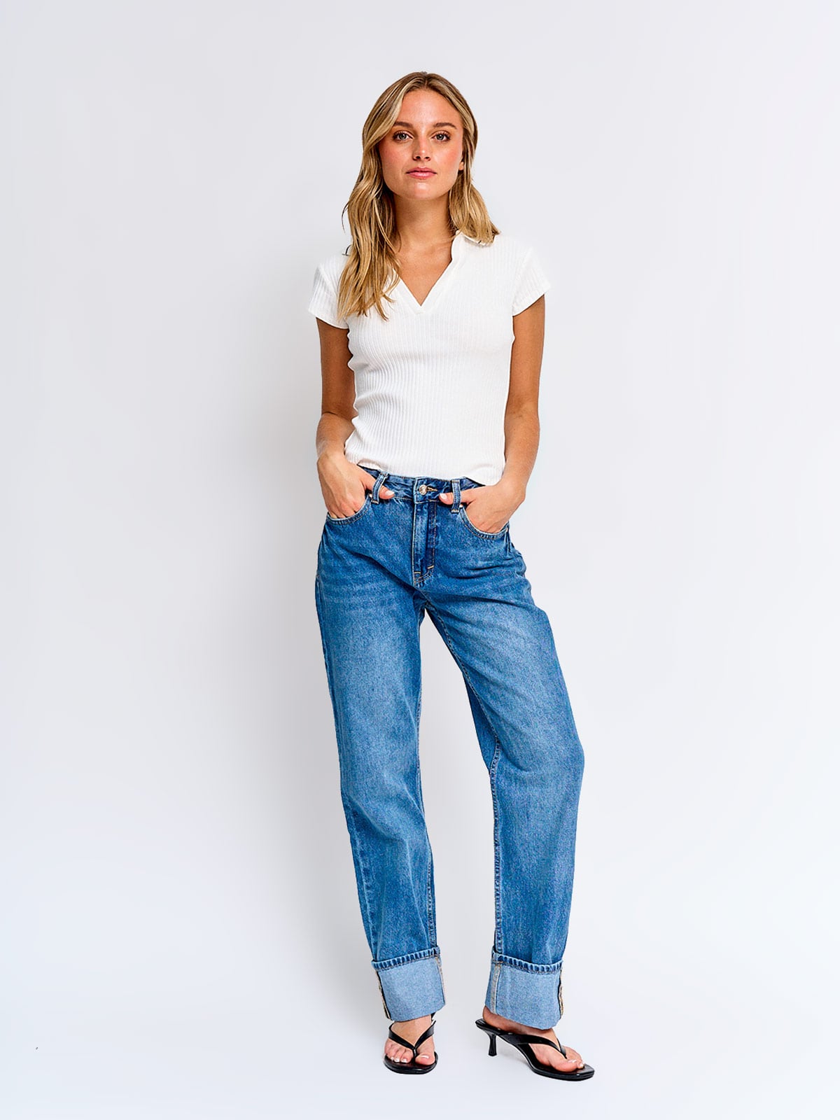 JEANS MUJER INDEX ALGODÓN RECTO TIRO MEDIO - 2