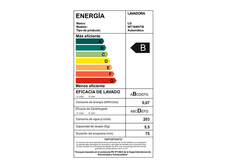 LAVADORA LG 18 KG CARGA SUPERIOR SMART MOTION WT18WVTB - 11