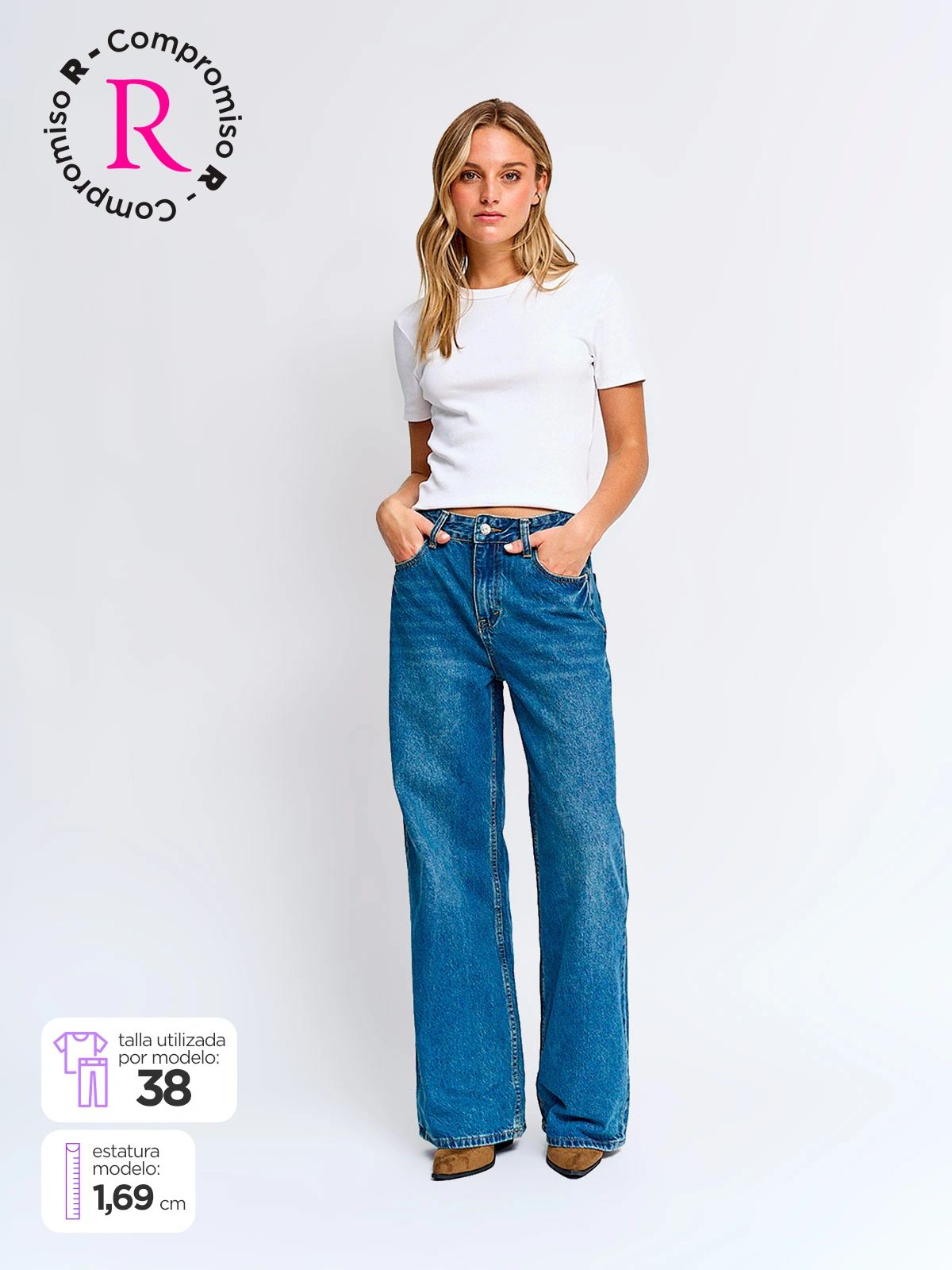 JEANS MUJER INDEX ALGODÓN WIDELG TIRO MEDIO - 1