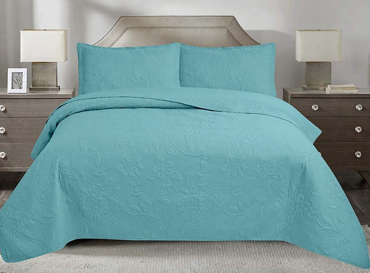 CUBRECAMA QUILT ANDES 2 PLAZAS TURQUESA CLASSIC - 1