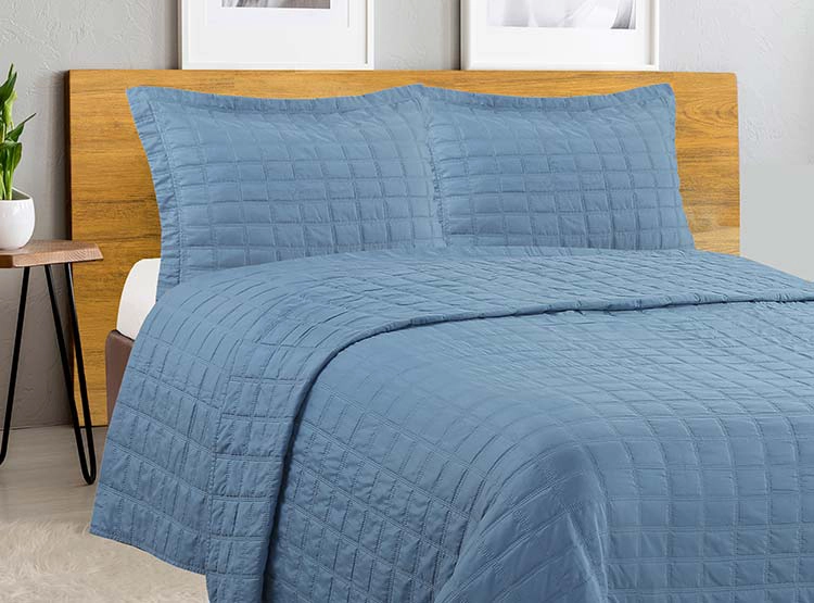 CUBRECAMA QUILT ANDES KING AZUL CONTEMPO - 1