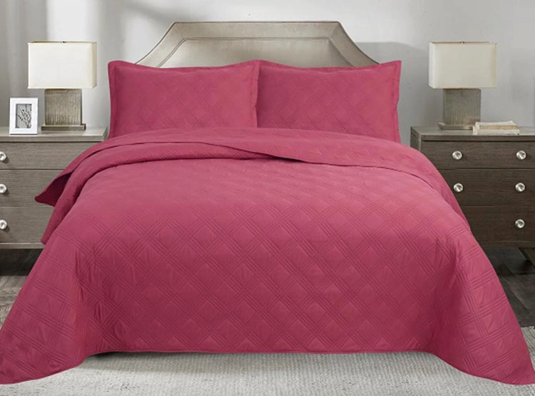 CUBRECAMA QUILT ANDES 1.5 PLAZAS FUCSIA LISO FRAMBUESA - 1