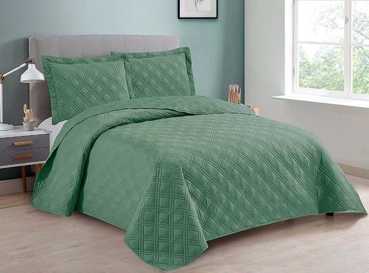 CUBRECAMA QUILT ANDES 2 PLAZAS VERDE LISO - 1