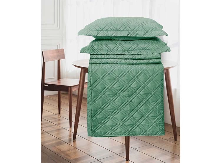 CUBRECAMA QUILT ANDES 2 PLAZAS VERDE LISO - 3