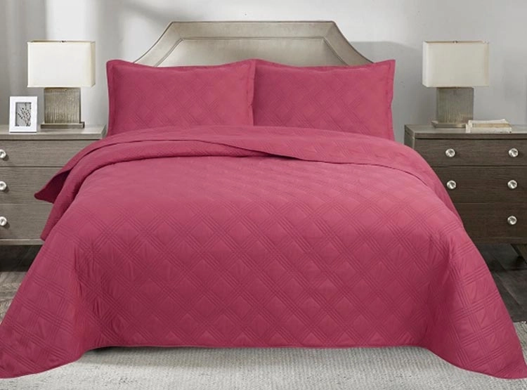CUBRECAMA QUILT ANDES KING FUCSIA LISO FRAMBUESA - 1