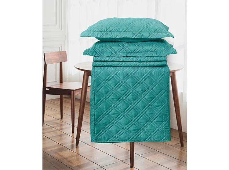 CUBRECAMA QUILT ANDES KING TURQUESA LISO - 3