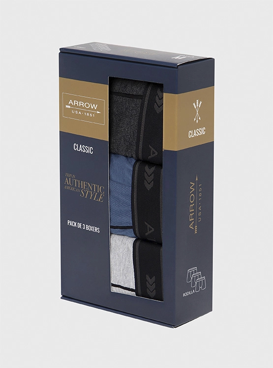 PACK X3 BÓXER ALGODÓN HOMBRE ARROW MULTICOLOR - 5