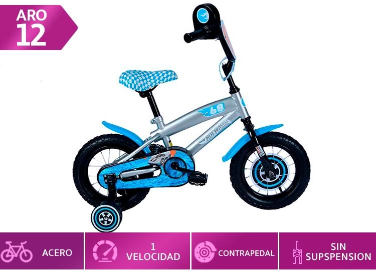 BICICLETA INFANTIL BIANCHI HOT WHEELS PLATA ARO 12 - 1