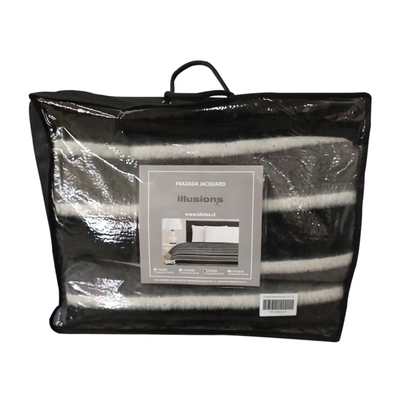 FRAZADA ILLUSIONS JACQUARD 1 PLAZA GRIS - 4