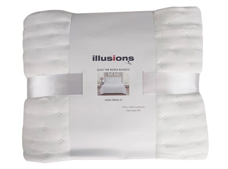 CUBRECAMA QUILT ILLUSIONS 1.5 PLAZAS BLANCO LISO ROMA - 2