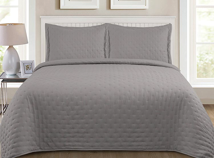 CUBRECAMA QUILT ILLUSIONS 1.5 PLAZAS GRIS LISO ROMA - 1