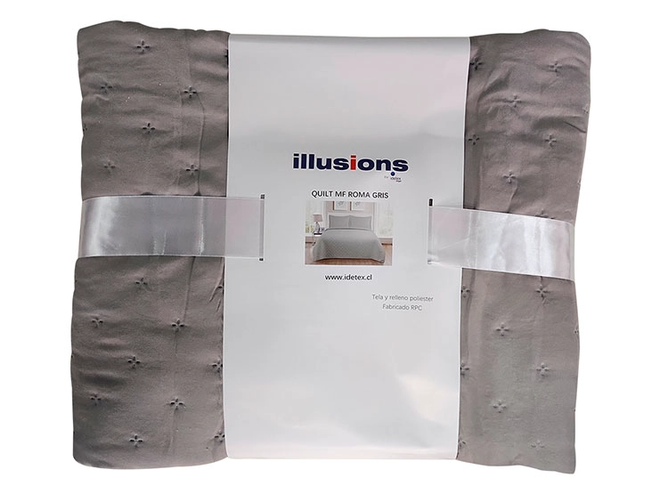 CUBRECAMA QUILT ILLUSIONS 1.5 PLAZAS GRIS LISO ROMA - 2