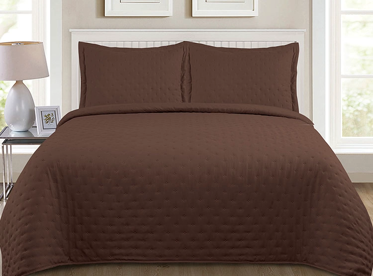 CUBRECAMA QUILT ILLUSIONS KING CAFE LISO ROMA - 1