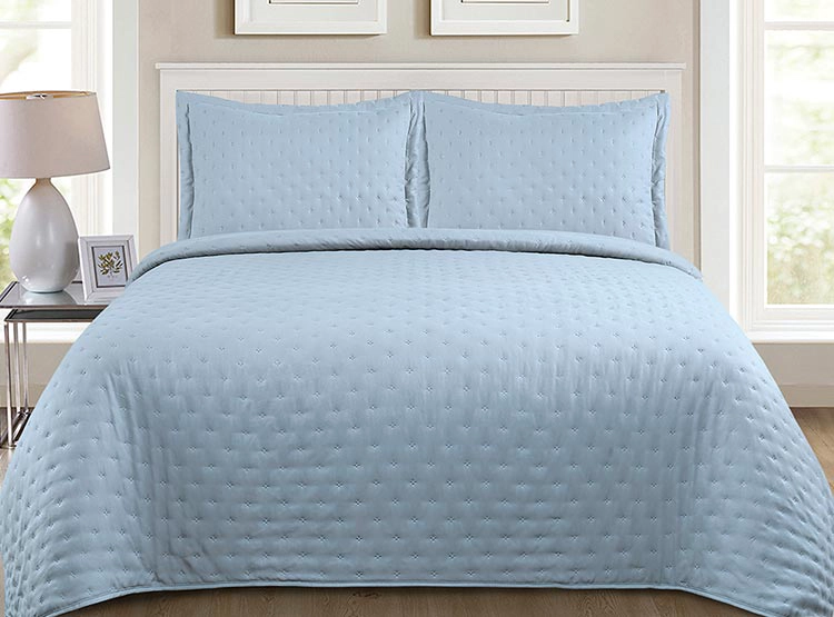 CUBRECAMA QUILT ILLUSIONS KING CELESTE LISO ROMA - 1