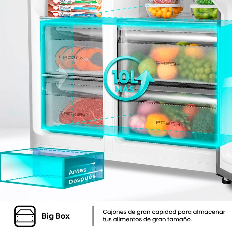 REFRIGERADOR SIDE BY SIDE HISENSE RS3P558NECF 531L NO FROST GRIS - 10