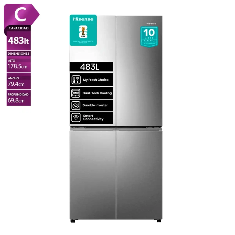 REFRIGERADOR SIDE BY SIDE HISENSE 456L NO FROST RQ5P470NECF