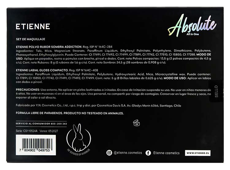 SET DE MAQUILLAJE ETIENNE OJOS, LABIOS Y ROSTRO ALL IN ONE ABSOLUTE - 4
