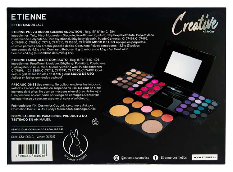 SET DE MAQUILLAJE ETIENNE OJOS, LABIOS Y ROSTRO ALL IN ONE CREATIVE - 4