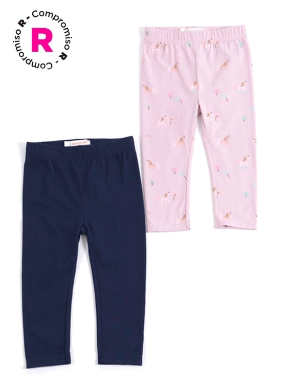 PACK CALZAS NIÑA BABY HARVEST LISA Y ESTAMPADA - 1