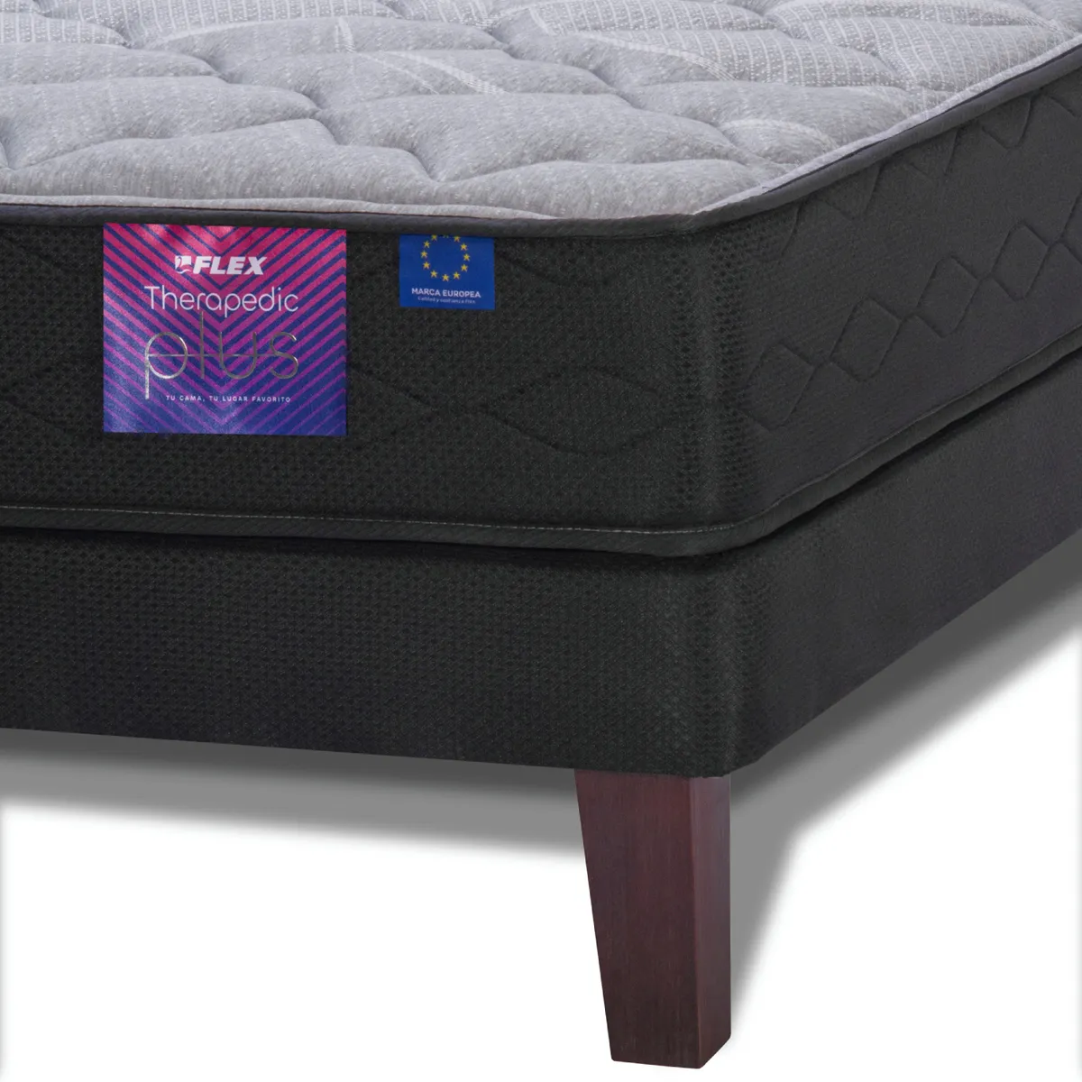 JUEGO DE DORMITORIO FLEX CAMA EUROPEA THERAPEDIC PLUS KING + RESPALDO ROYAL GRIS - 3