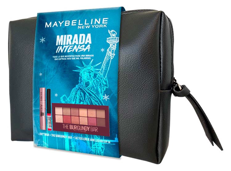 COSMETIQUERO MAYBELLINE PALETA DE SOMBRAS BURGUNDY + MÁSCARA DE PESTAÑAS SKY HIGH + DELINEADOR DE OJOS TATTOO LINER - 2