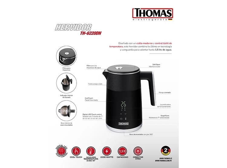 HERVIDOR THOMAS 1.5 L DIGITAL TH-6220DN - 7