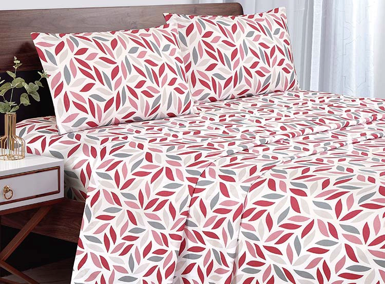 JUEGO DE SÁBANAS ANDES HOJA FRAMBUESA 1.5 PLAZAS FUCSIA - 1