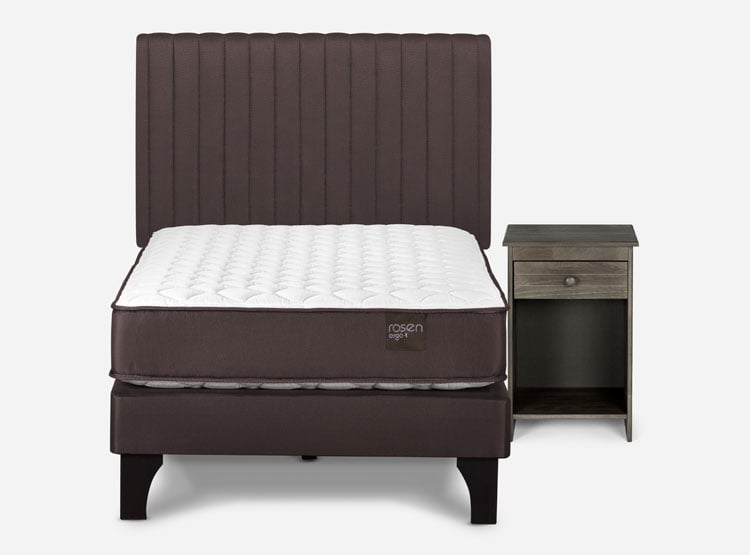 JUEGO DE DORMITORIO ROSEN CAMA EUROPEA ERGO T NEW 1 PLAZA + SET LUCIO CHOCOLATE - 1