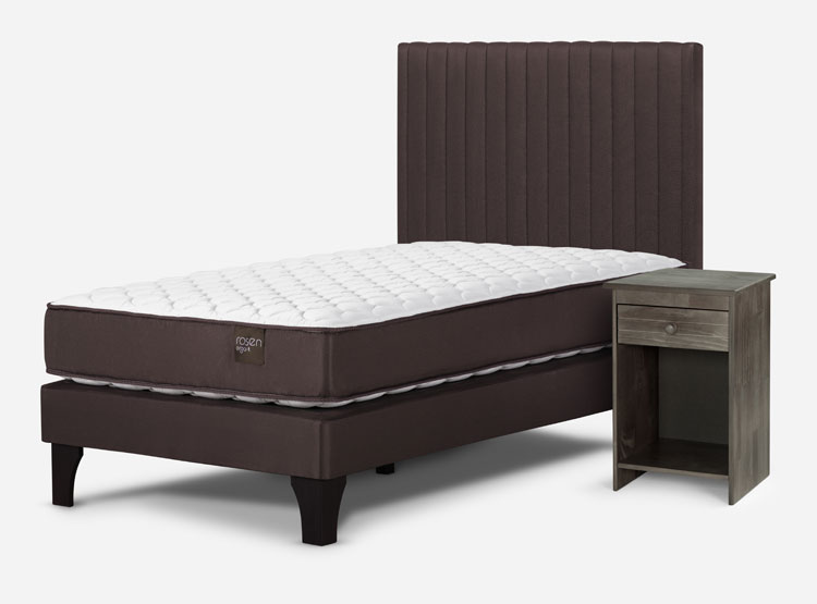 JUEGO DE DORMITORIO ROSEN CAMA EUROPEA ERGO T NEW 1 PLAZA + SET LUCIO CHOCOLATE - 2